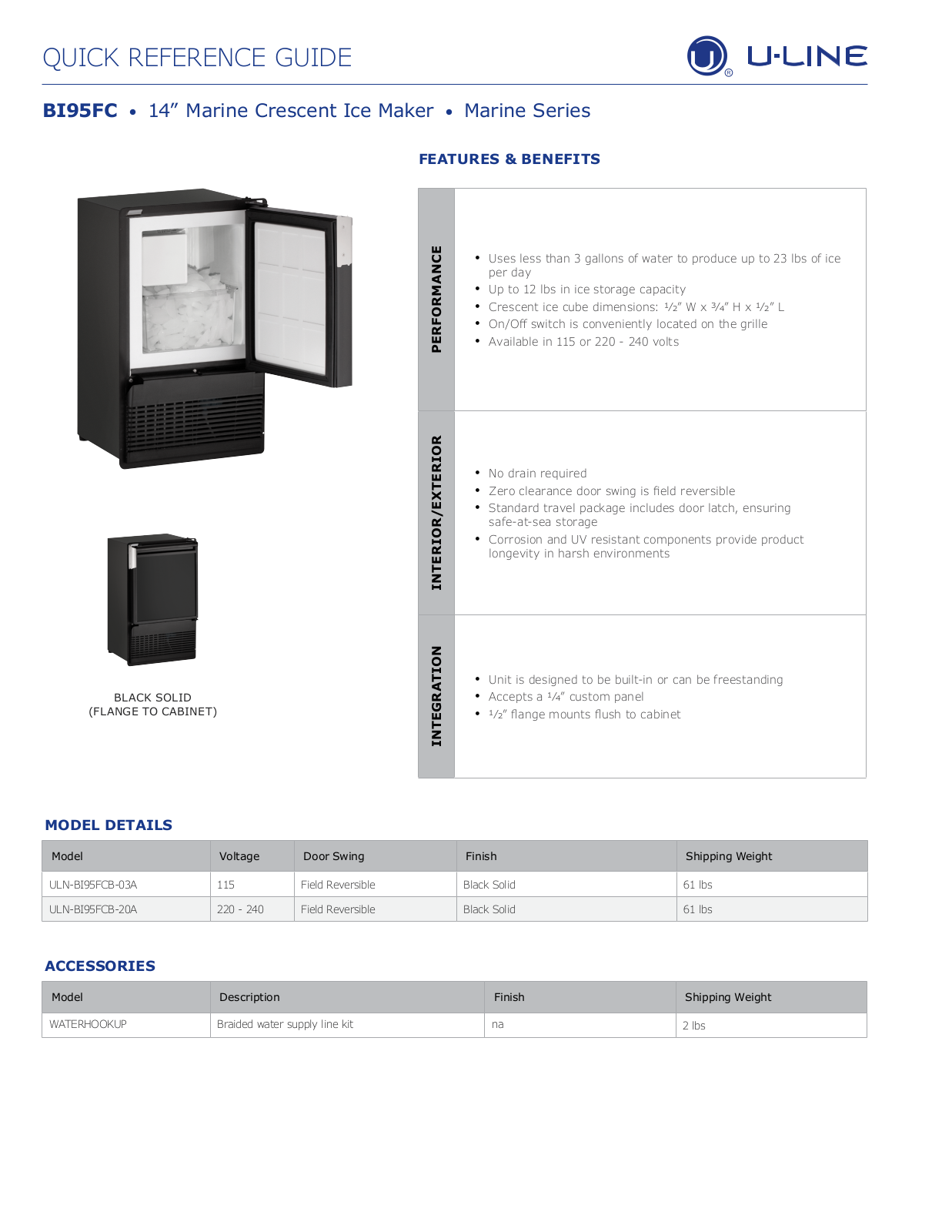 U-Line BI95FC User Manual