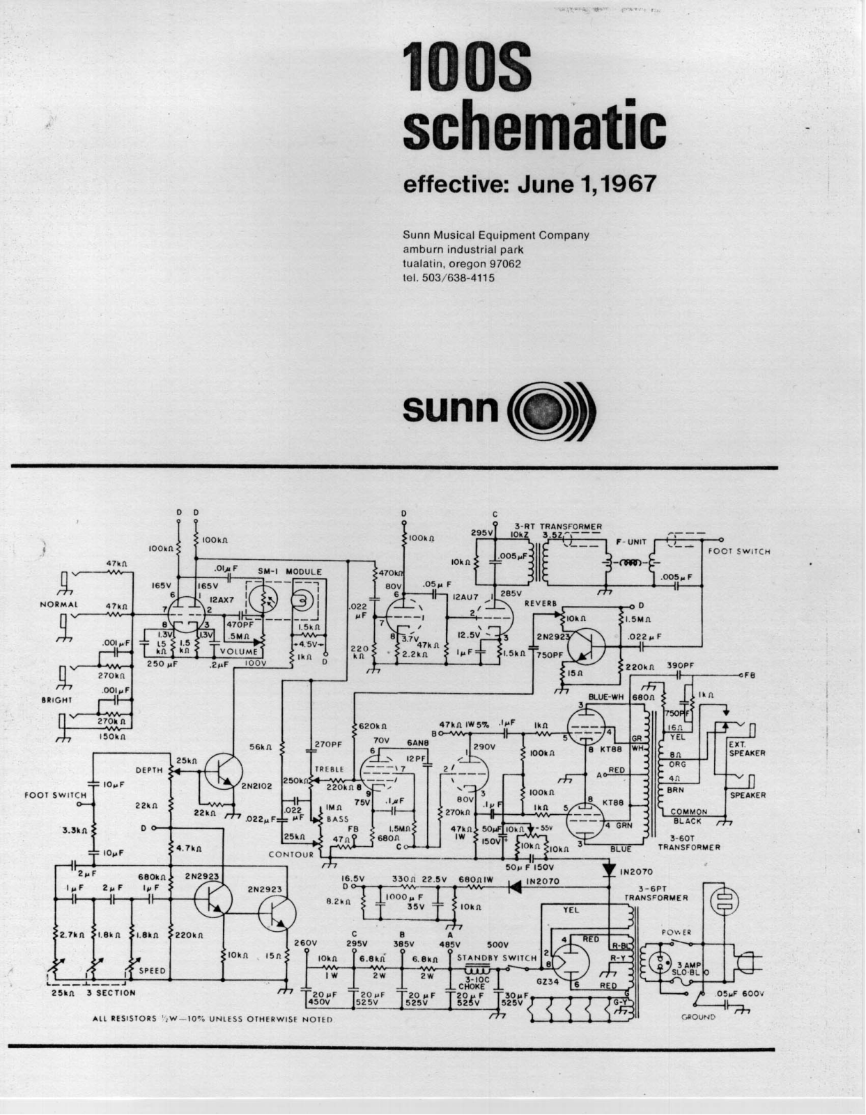 Sunn 100s schematic