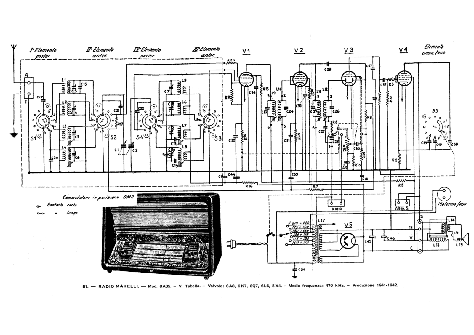 Radiomarelli 8a05 schematic