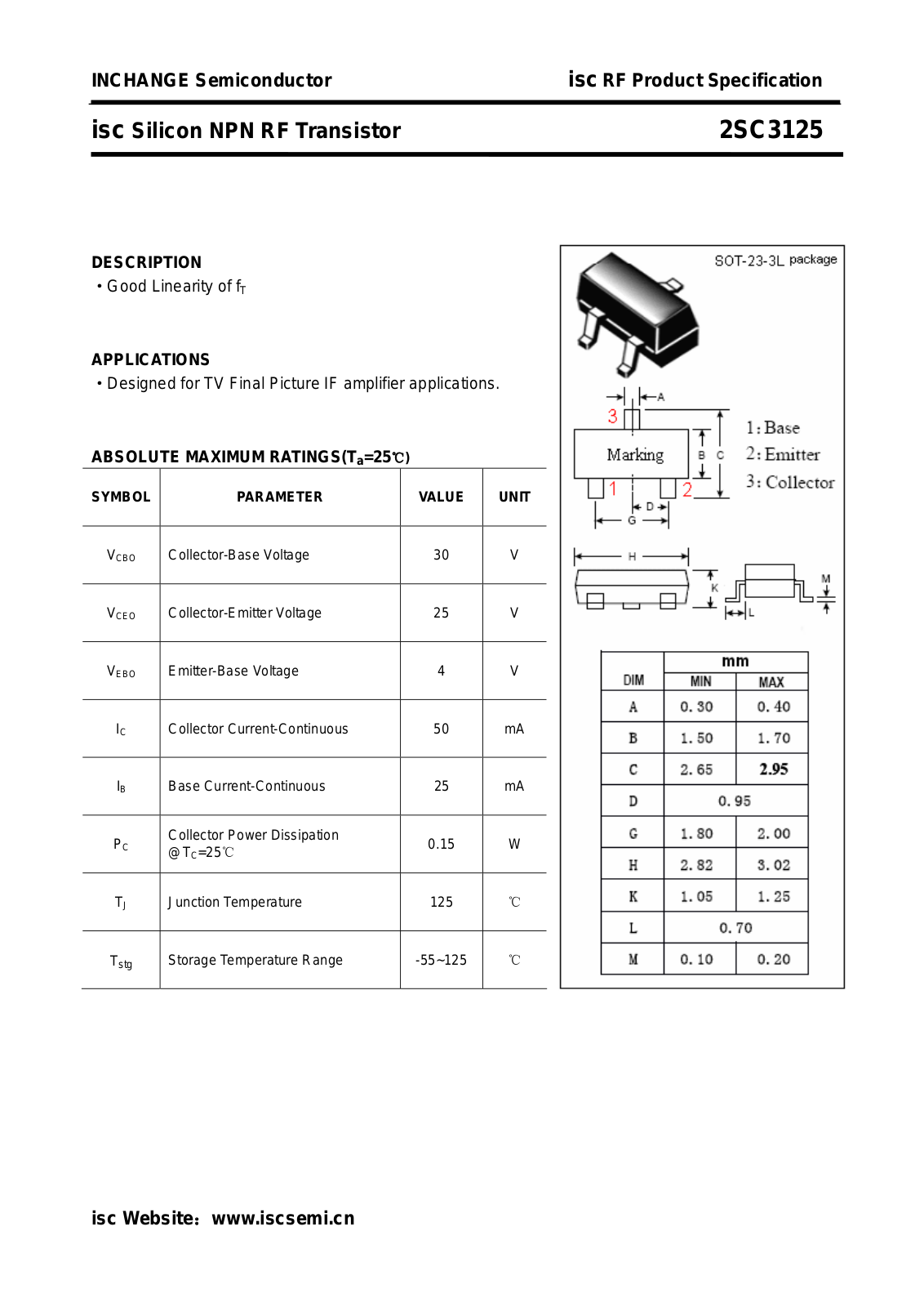 Datasheet 2sc3125 Datasheet - ManualMachine.com