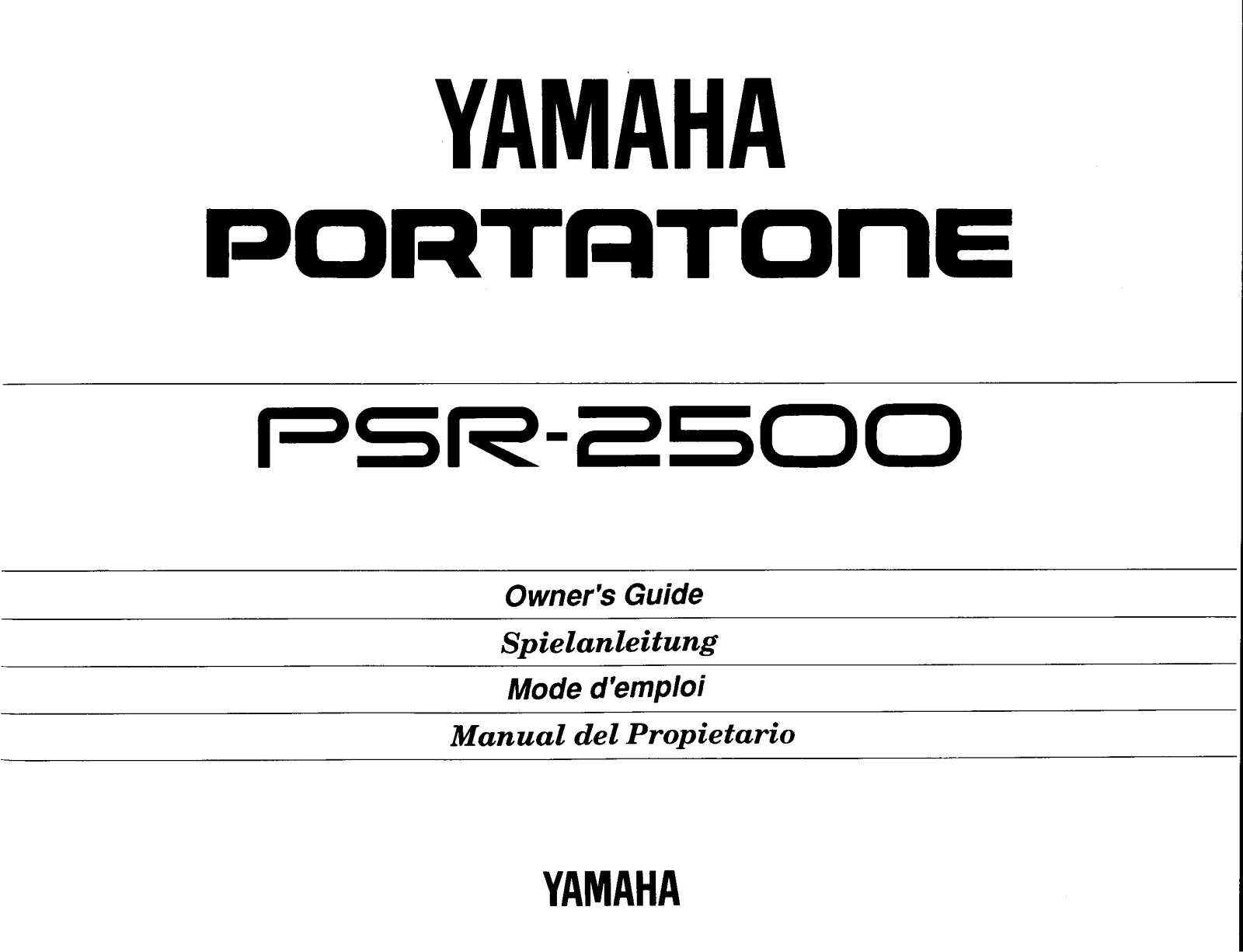 Yamaha PSR-2500E, PSR-2500 User Manual