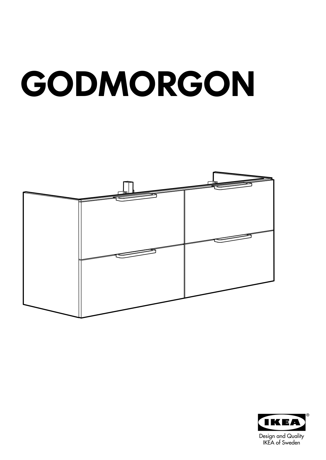 IKEA GODMORGON WASH-STAND W/4 DRWS 55X23