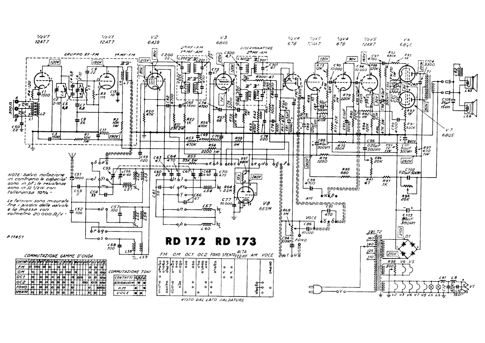 Radiomarelli rd172, rd173 schematic