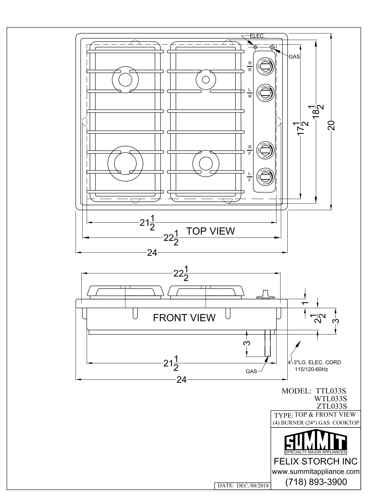 Summit WTL033S User Manual