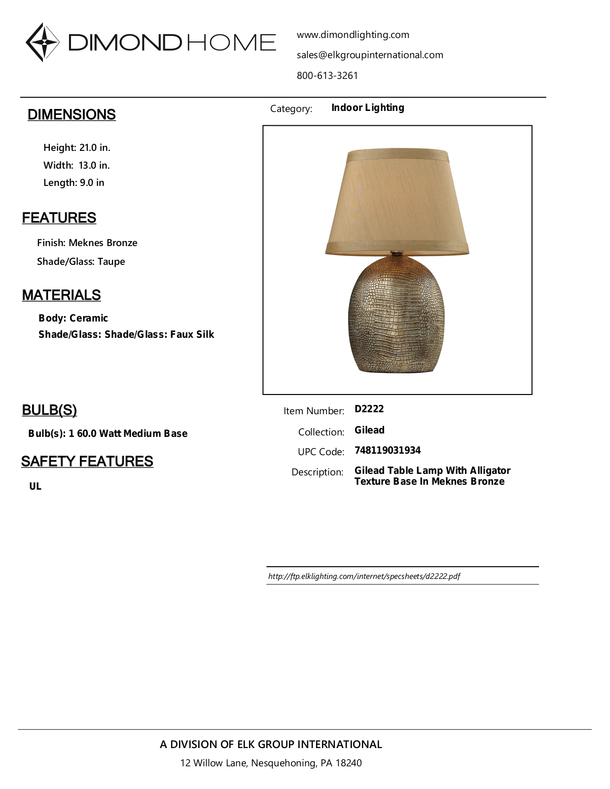 ELK Home D2222 User Manual