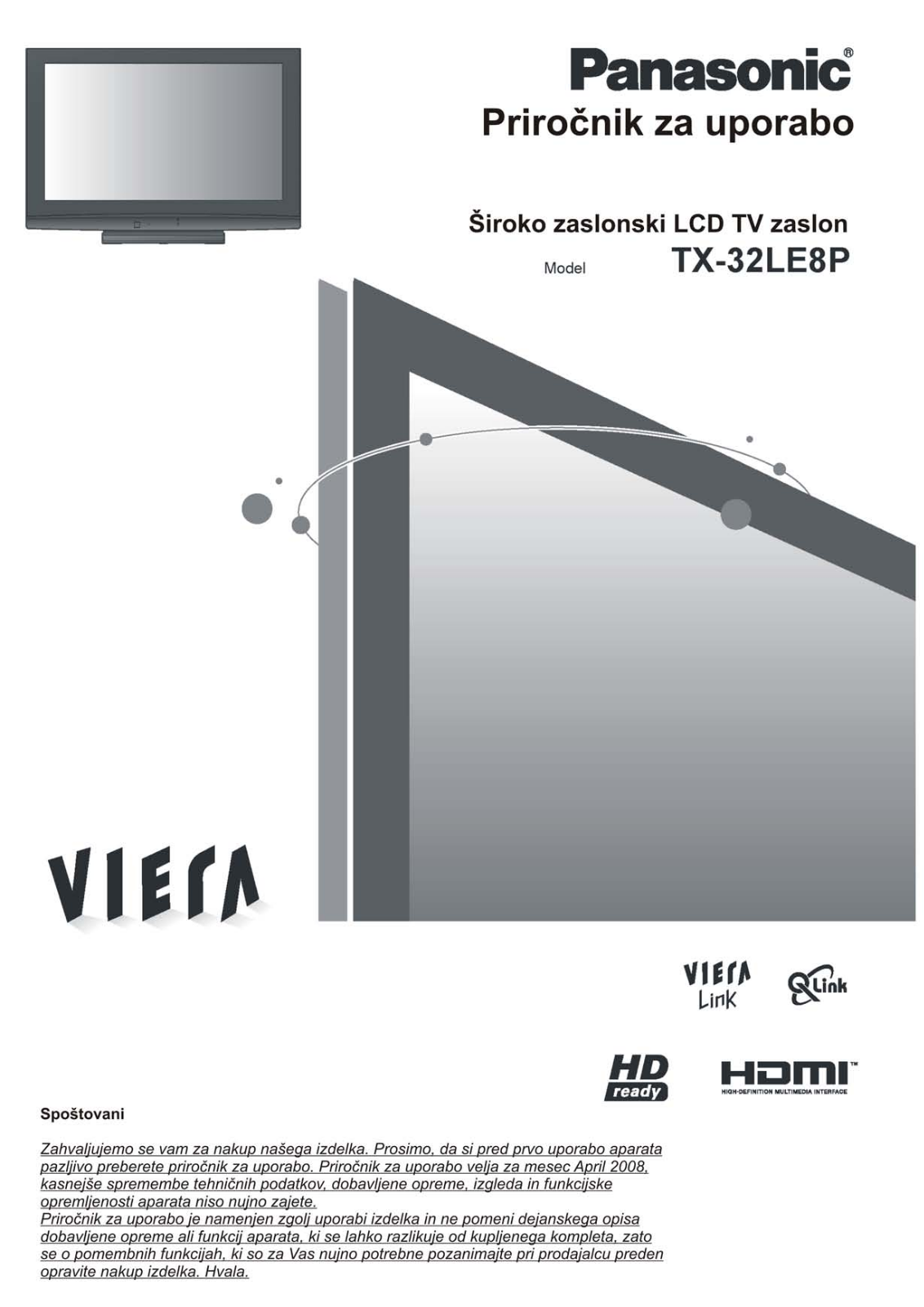 Panasonic TX-32LE8P User Manual