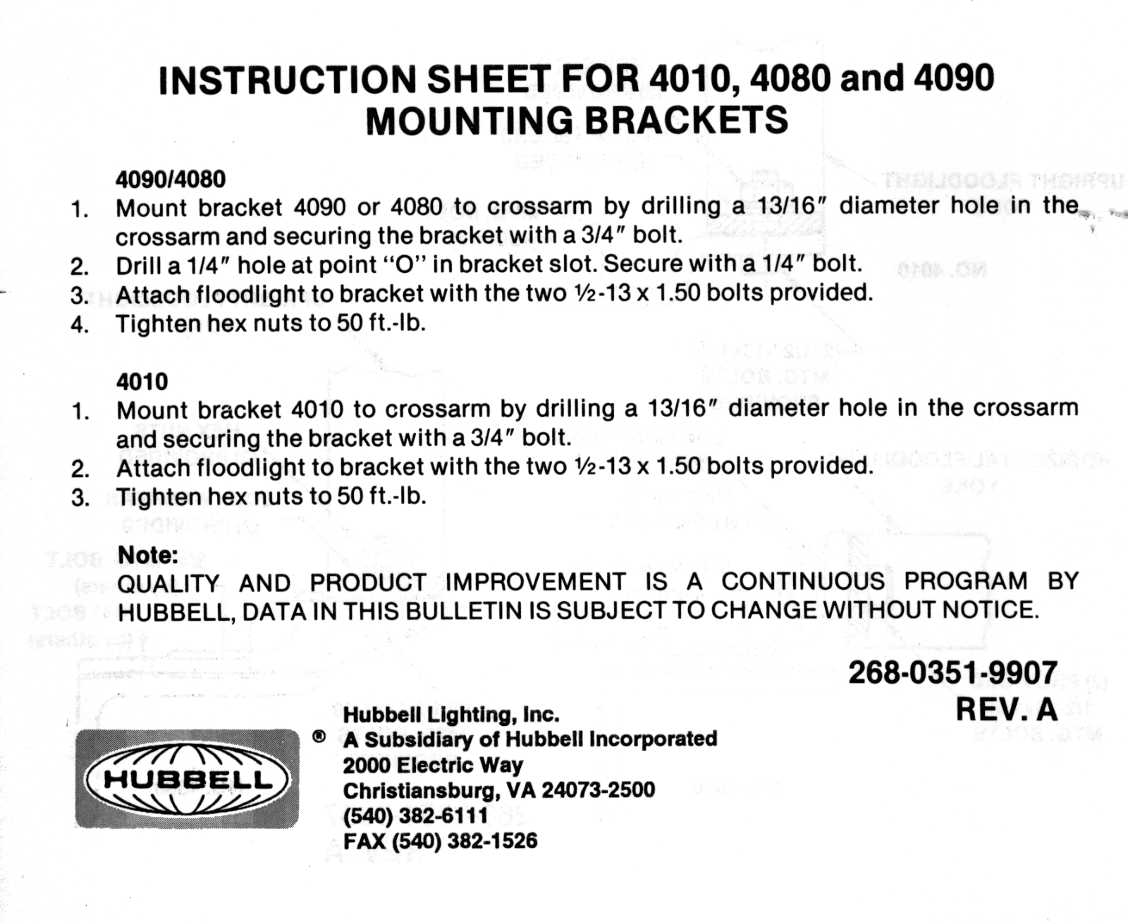 Hubbell Lighting 4090 User Manual