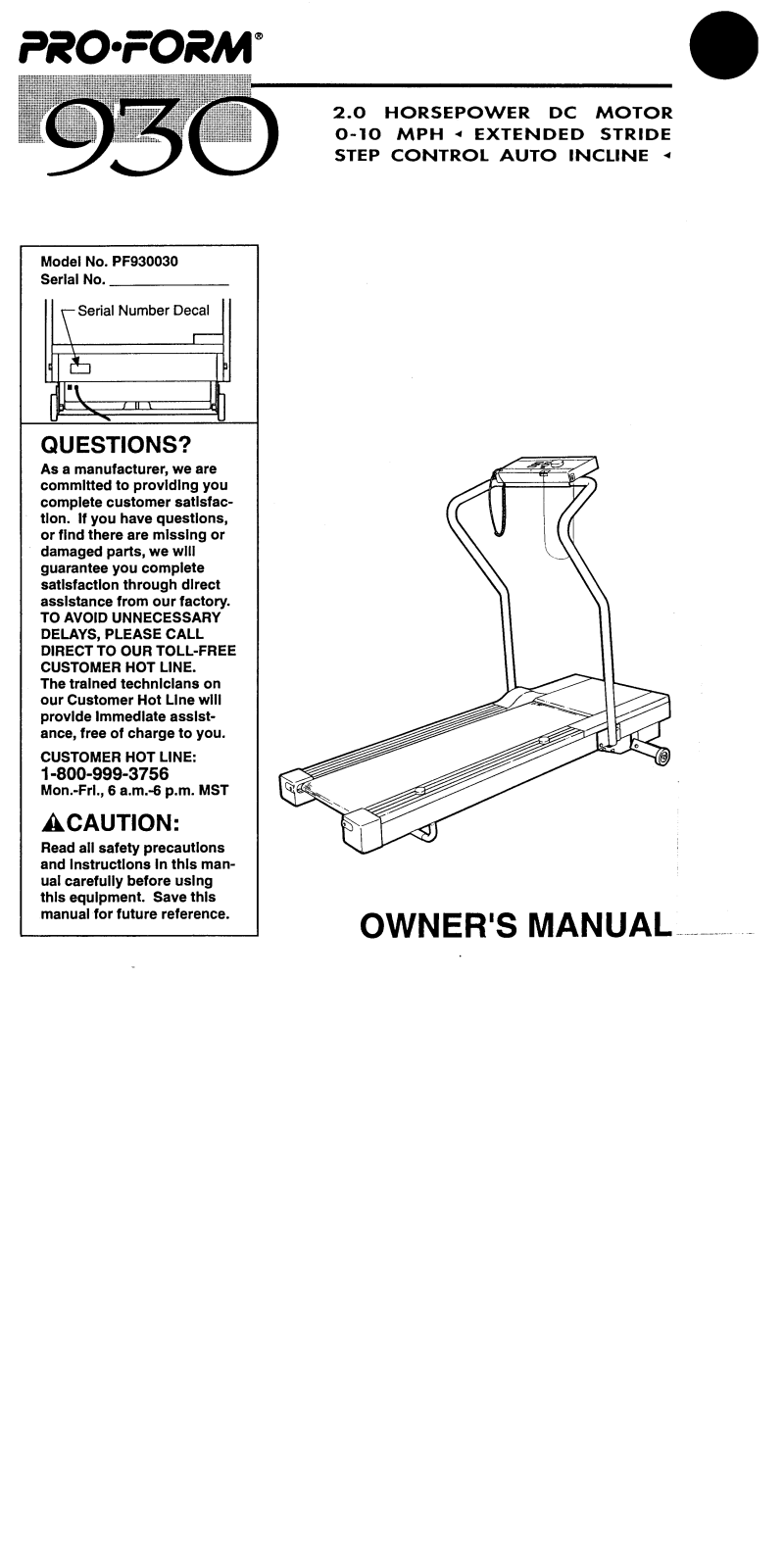 ProForm PF930030 User Manual