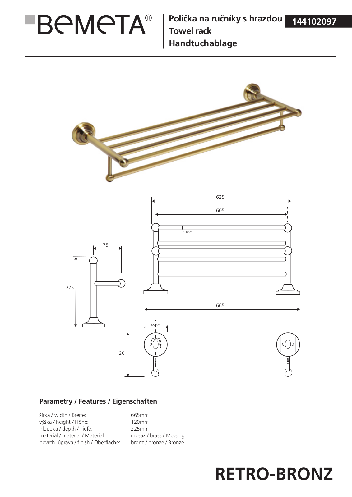 Bemeta RETRO - BRONZ 144102097 User guide