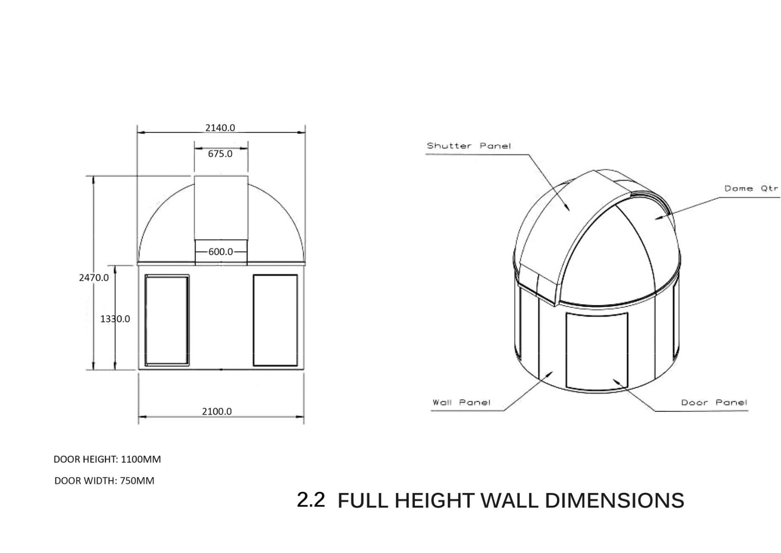 Pulsar Complete Observatory 2.2m Dimensions