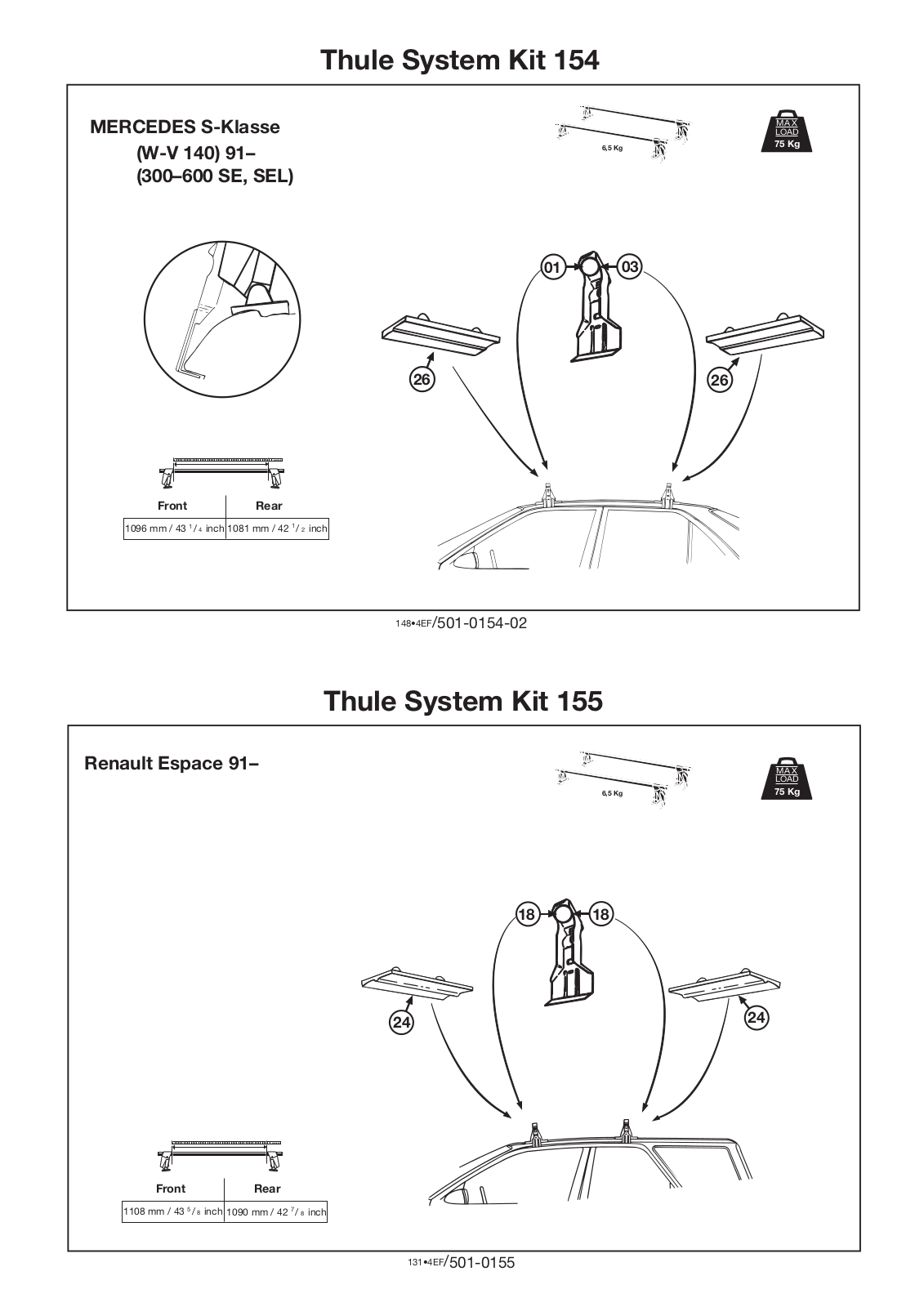 Thule 154, 155 User Manual