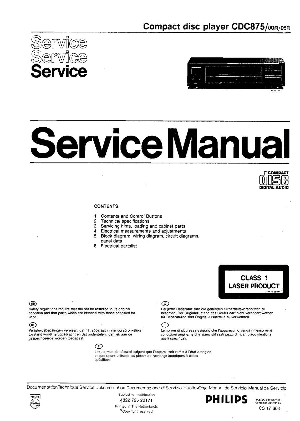 Philips CDC-875 Service Manual