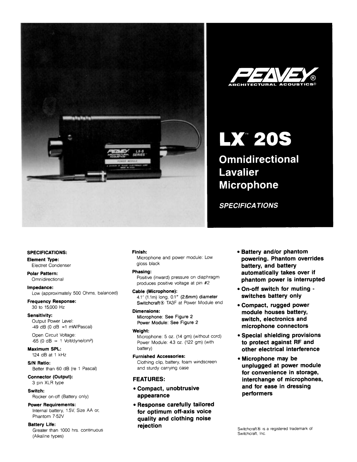 Peavey LX 20S User Manual