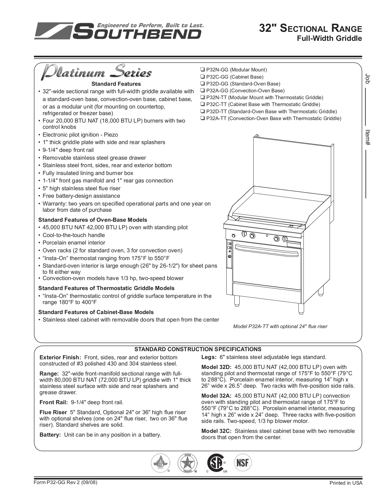 Southbend P32C-GG, P32D-GG, P32N-TT General Manual