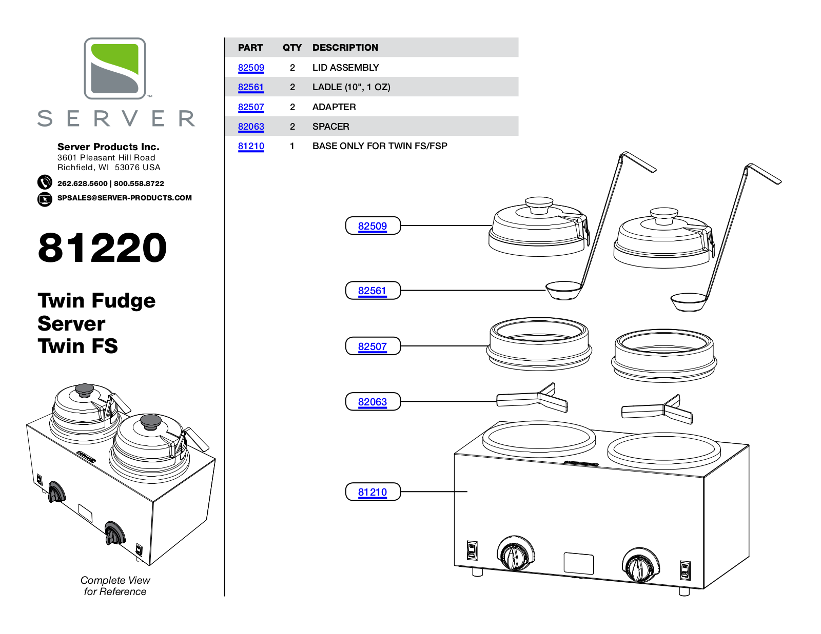 Server 81220 PARTS LIST