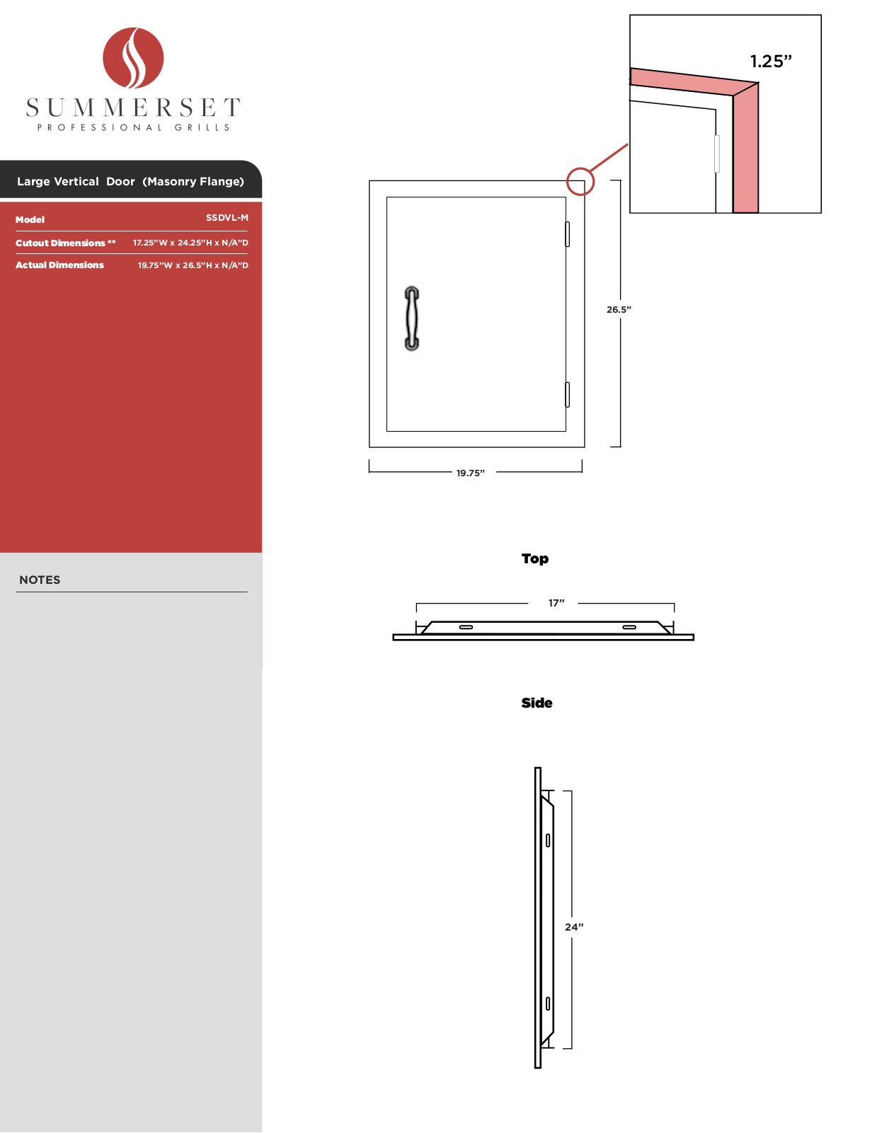 Summerset SSDV-20M Specifications Sheet - ManualMachine.com