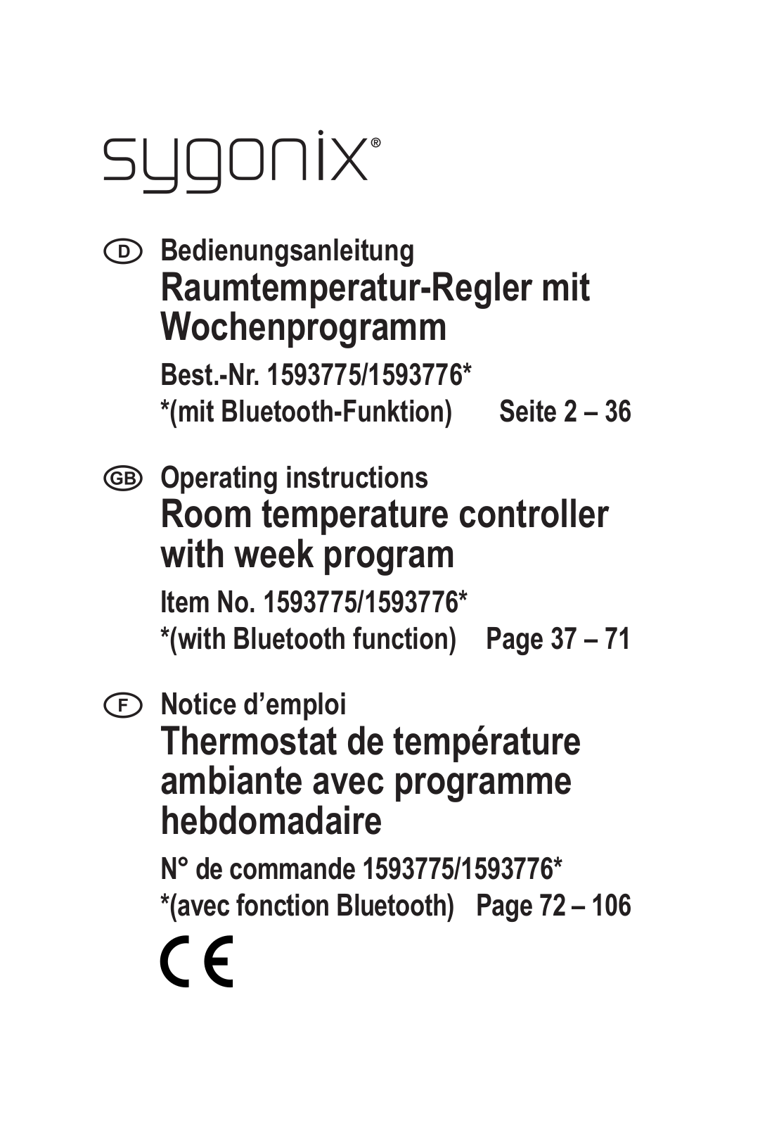 Sygonix 1593775, 1593776 User manual