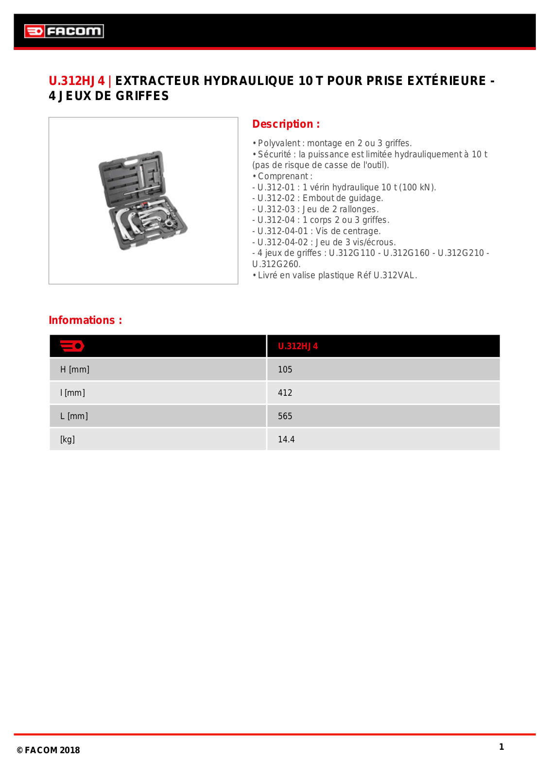 Facom U.312HJ4PF Specification - ManualMachine.com