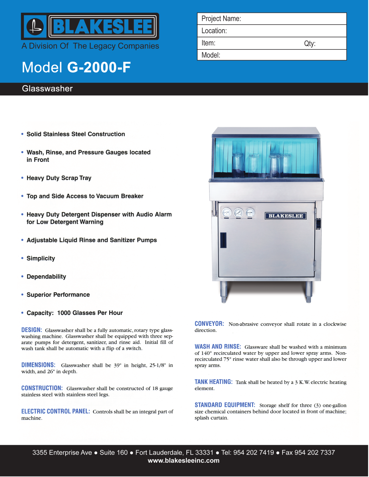 Blakeslee G-2000-F User Manual