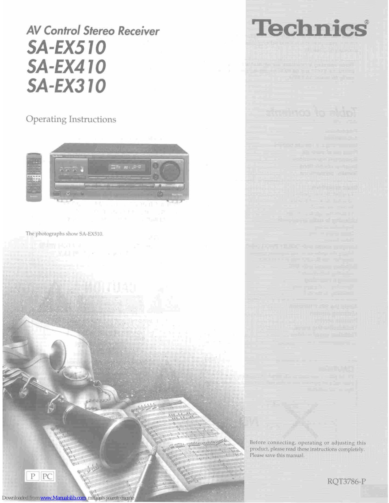 Technics SA-EX310, SA-EX410, SA-EX510 Operating Instructions Manual - ManualMachine.com