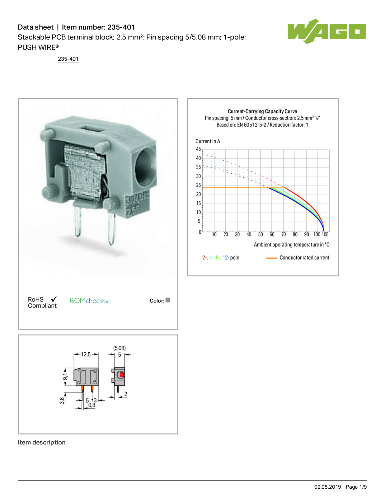 Wago 235-401 Data Sheet