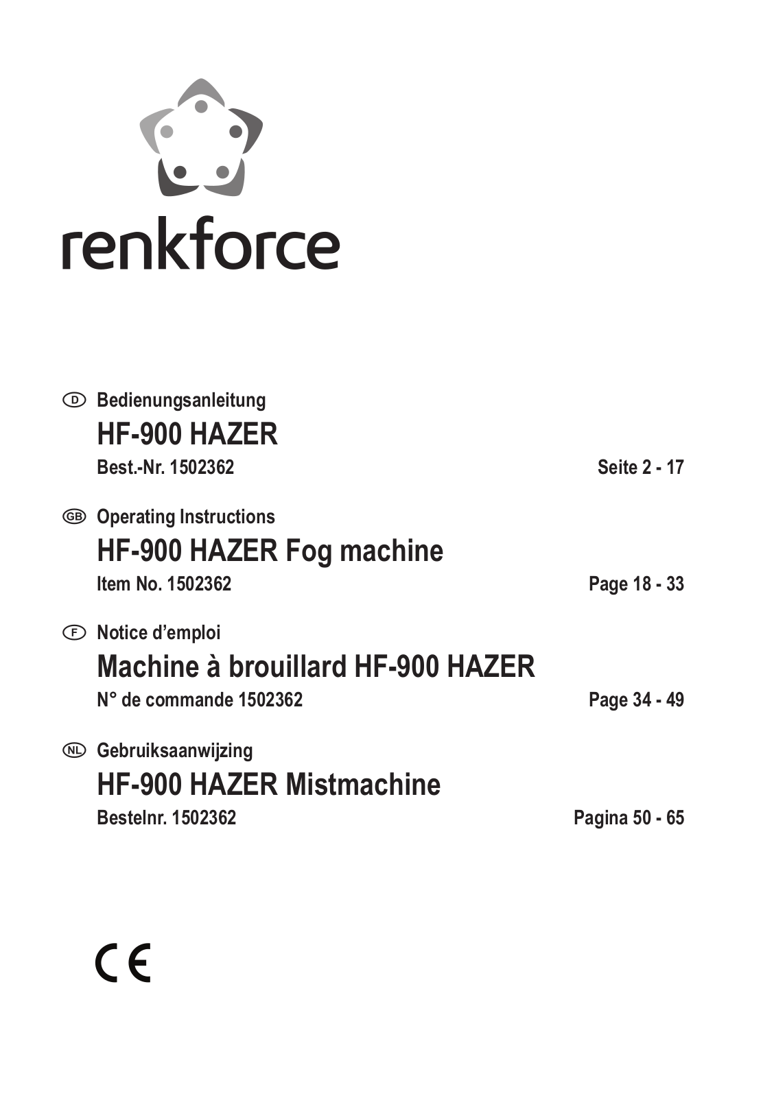 Renkforce HF-900 Operating Instructions