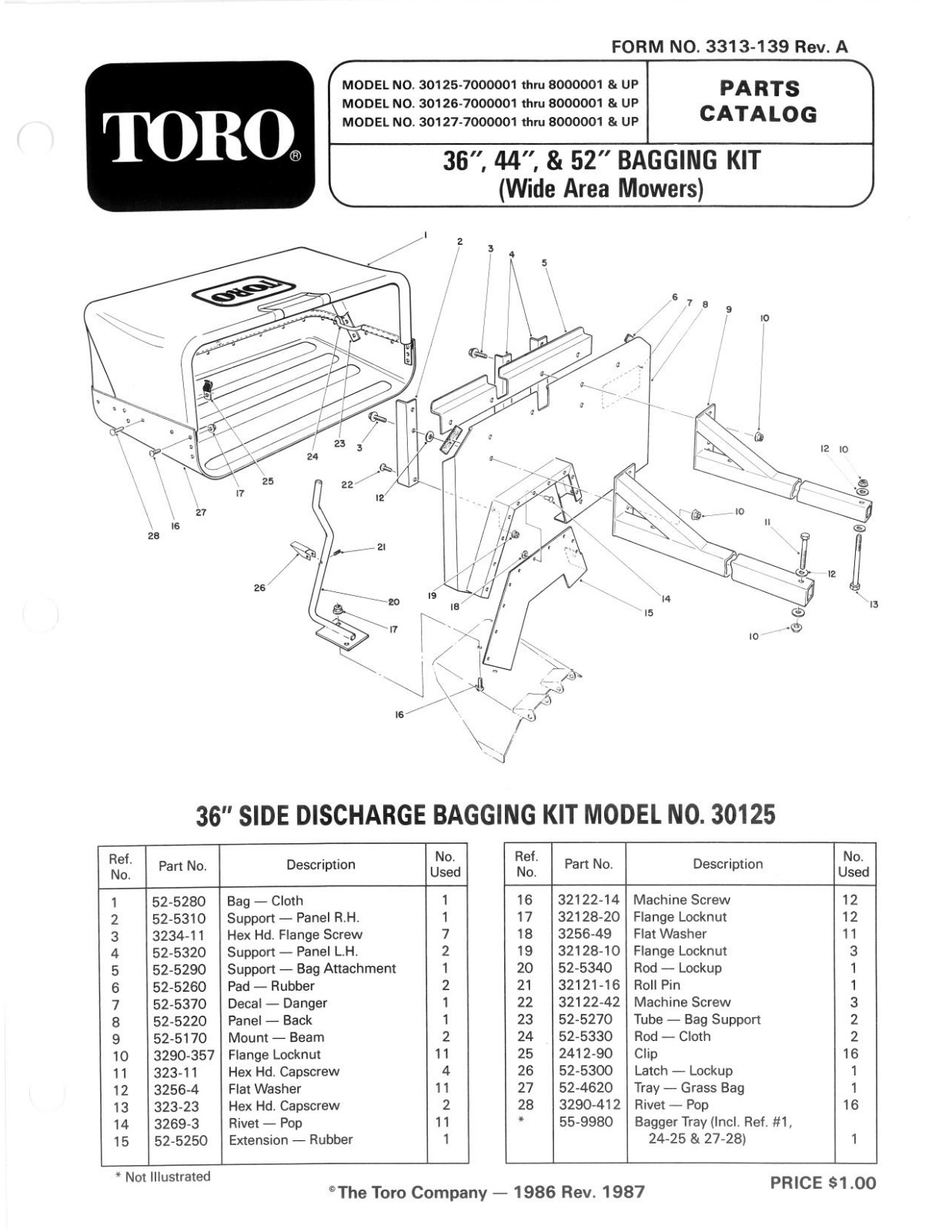 Toro 30126, 30127 Parts Catalogue