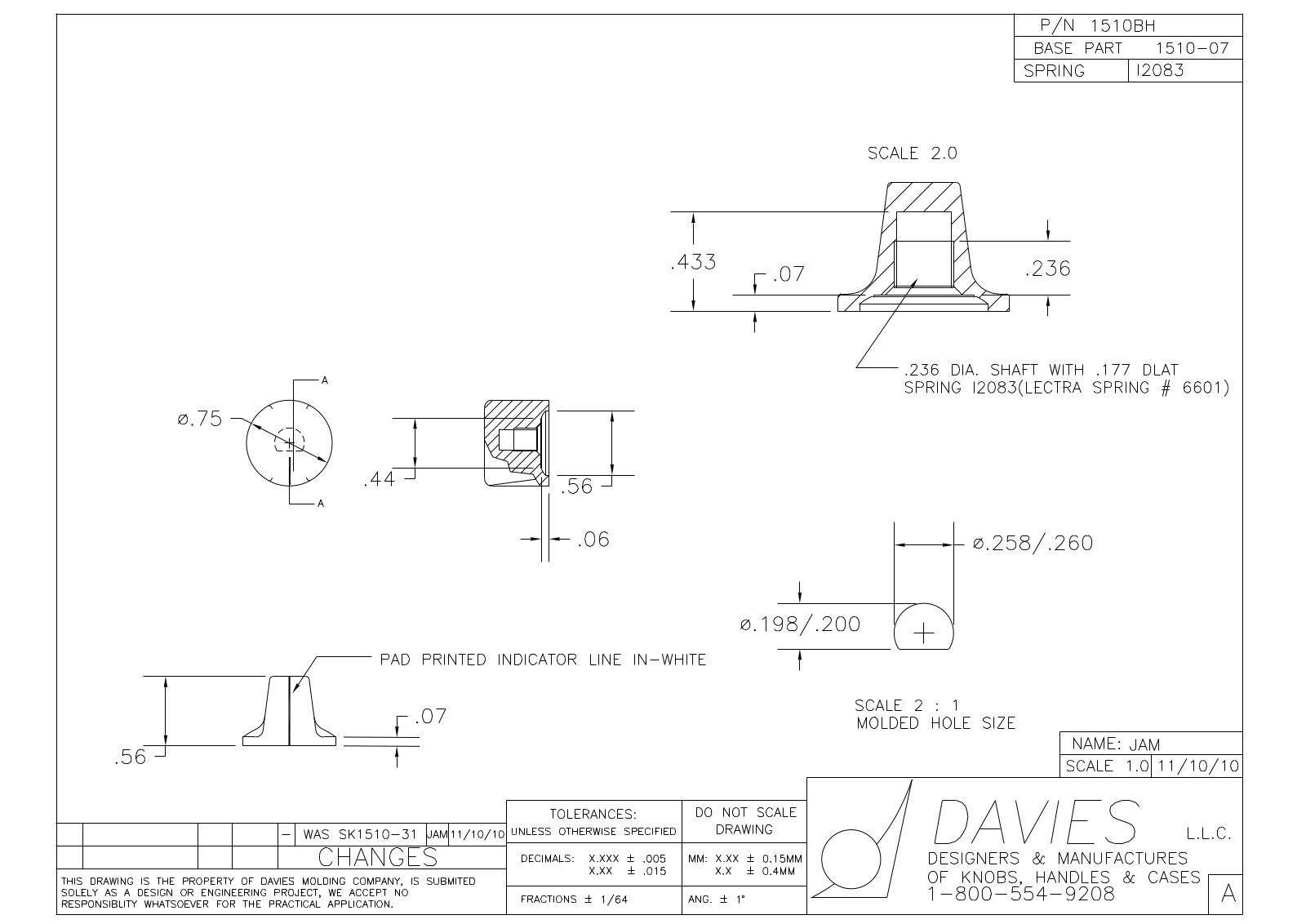 Davies Molding 1510BH Reference Drawing