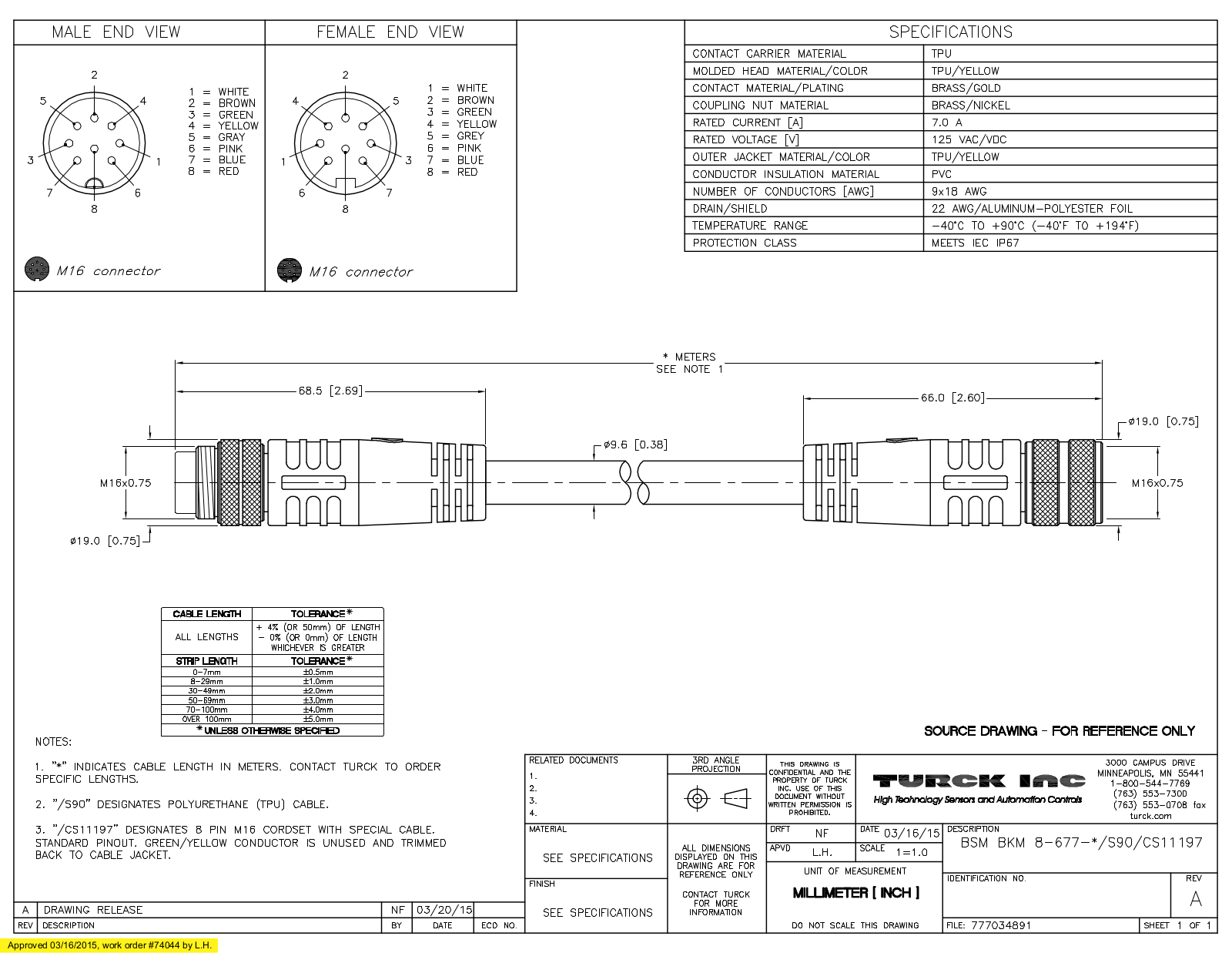 Turck BSMBKM8-677-3/S90/CS11197 Specification Sheet
