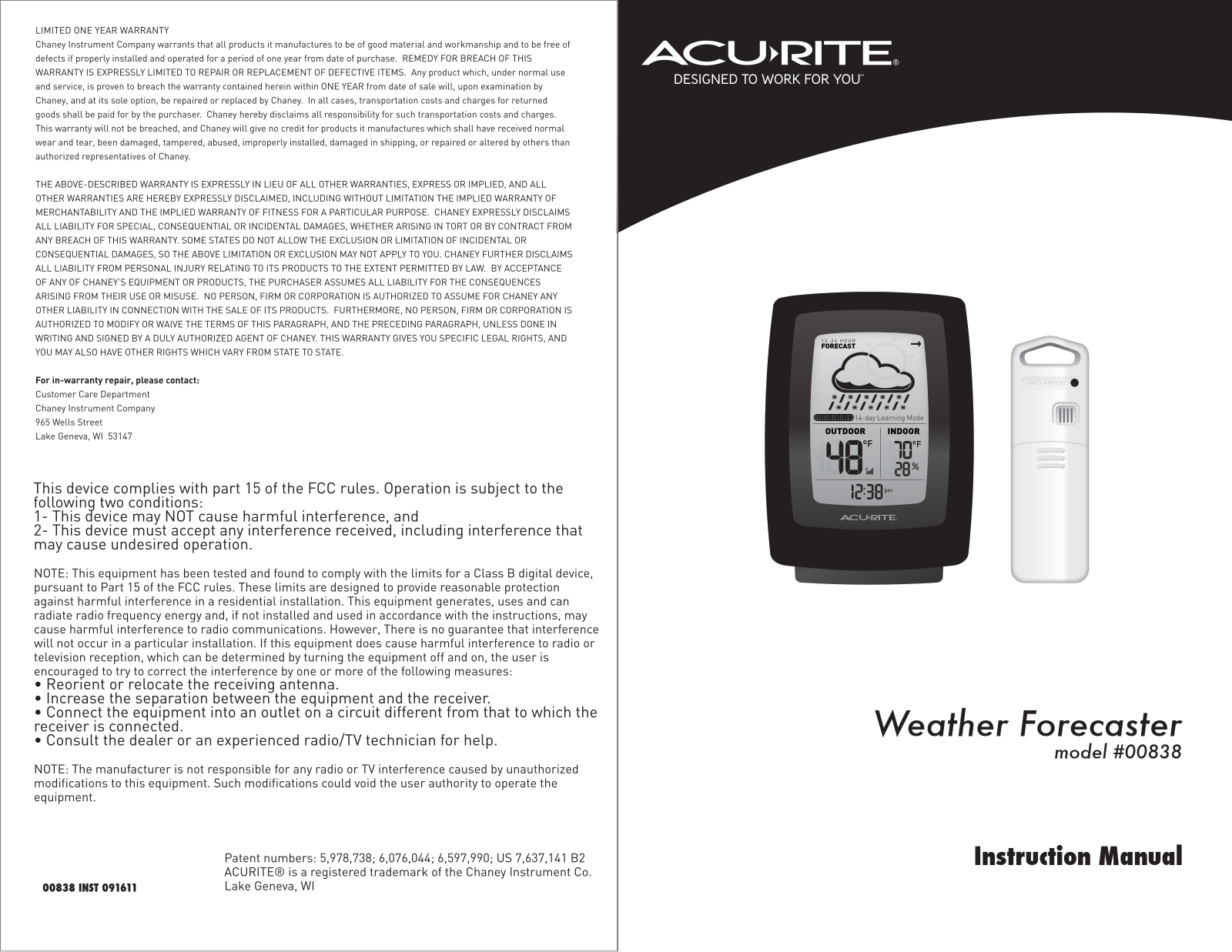 Acu-Rite 838 User Manual