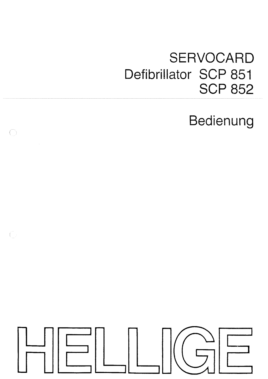 Hellige Servocard SCP 851-852 Bedienungsanleitung