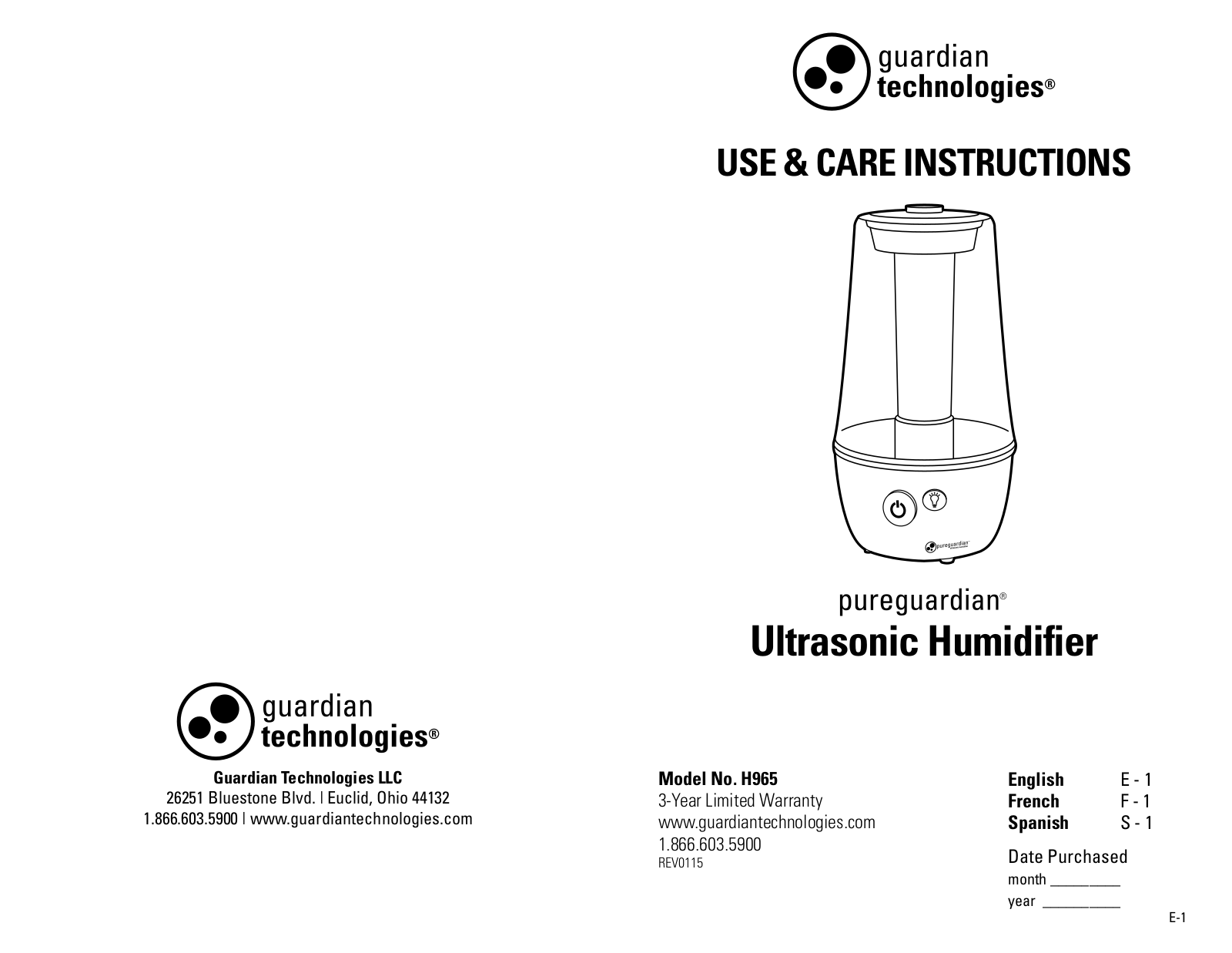 Guardian H965 User Manual