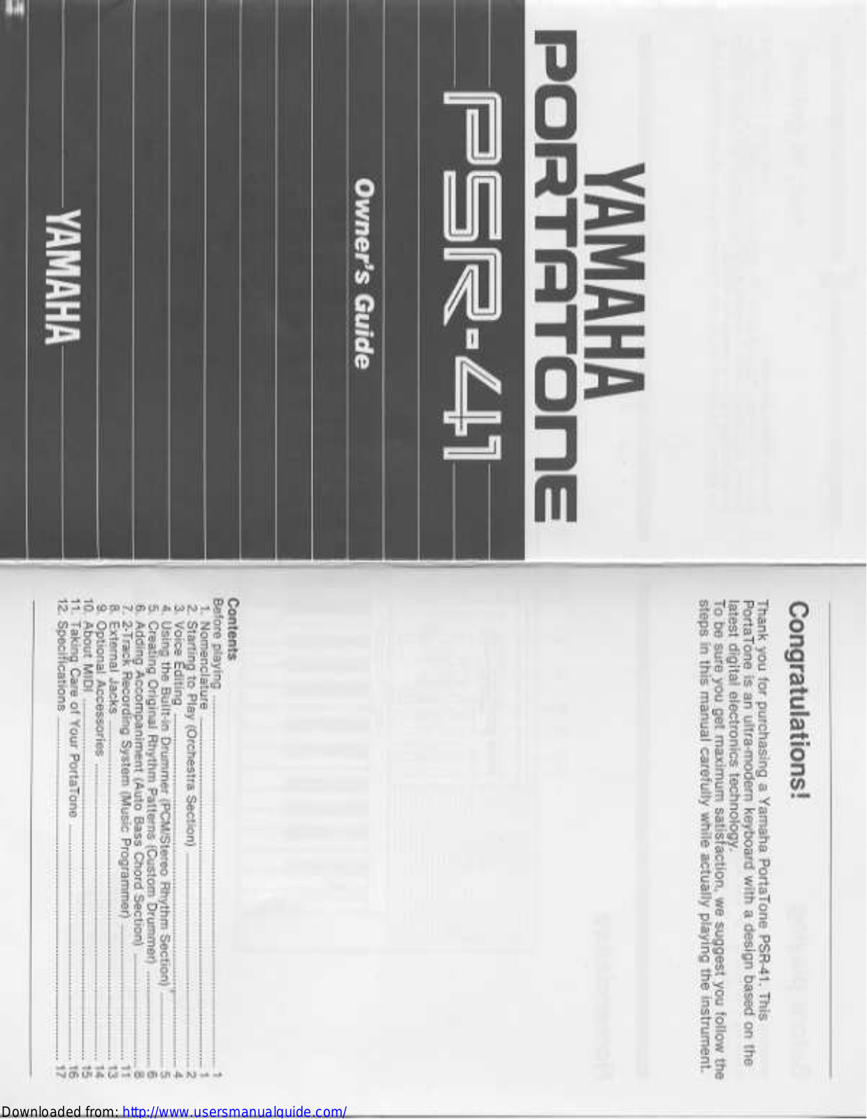 Yamaha Audio PSR-41 User Manual