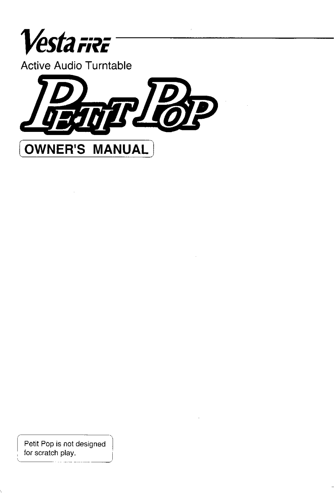 Vestax PETIT POP, PETIT POPE User Manual