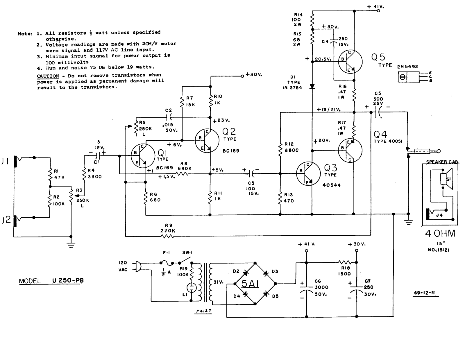 Univox 250pb schematic