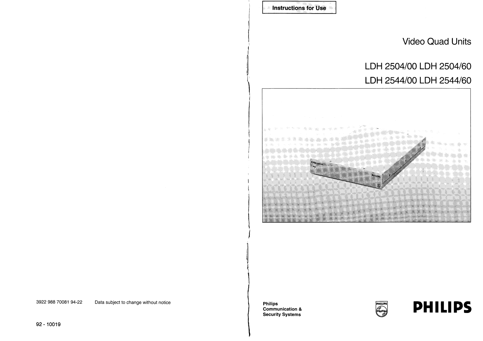 Philips LDH2544/10, LDH2504/10 User Manual