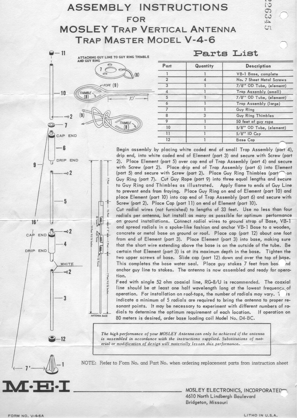 Mosley V-4-6 User guide - ManualMachine.com