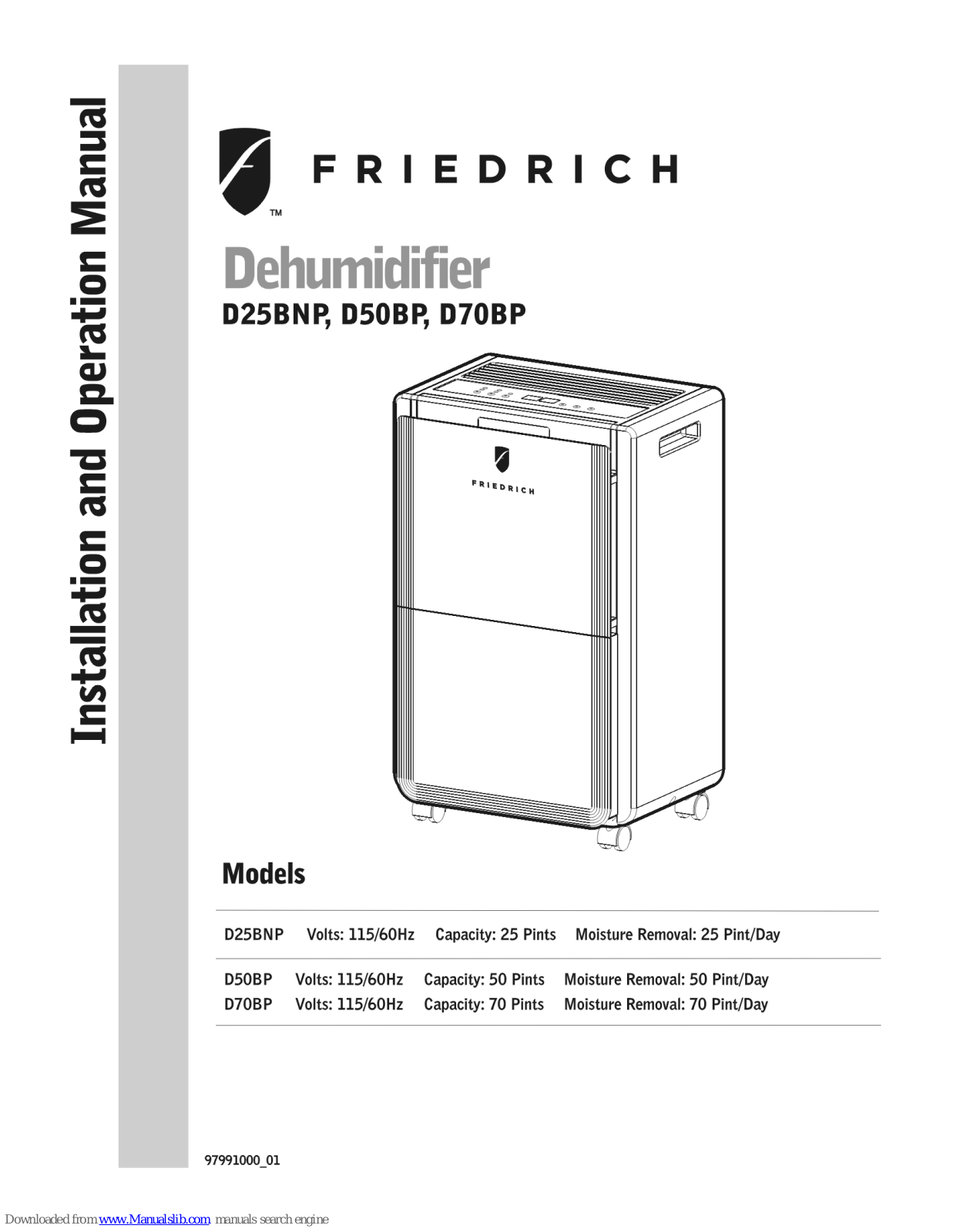 Friedrich D50bp, D25bnp Owner's Manual