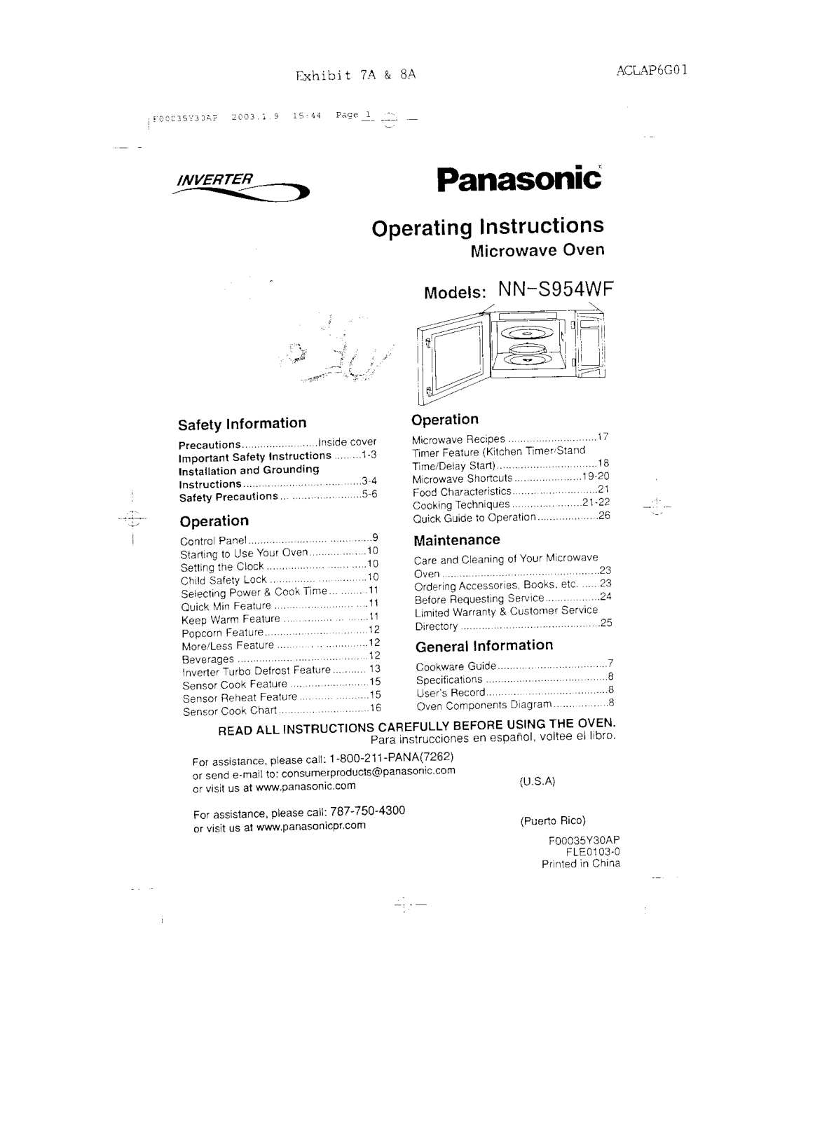 Panasonic AP6G01 Owners Manual