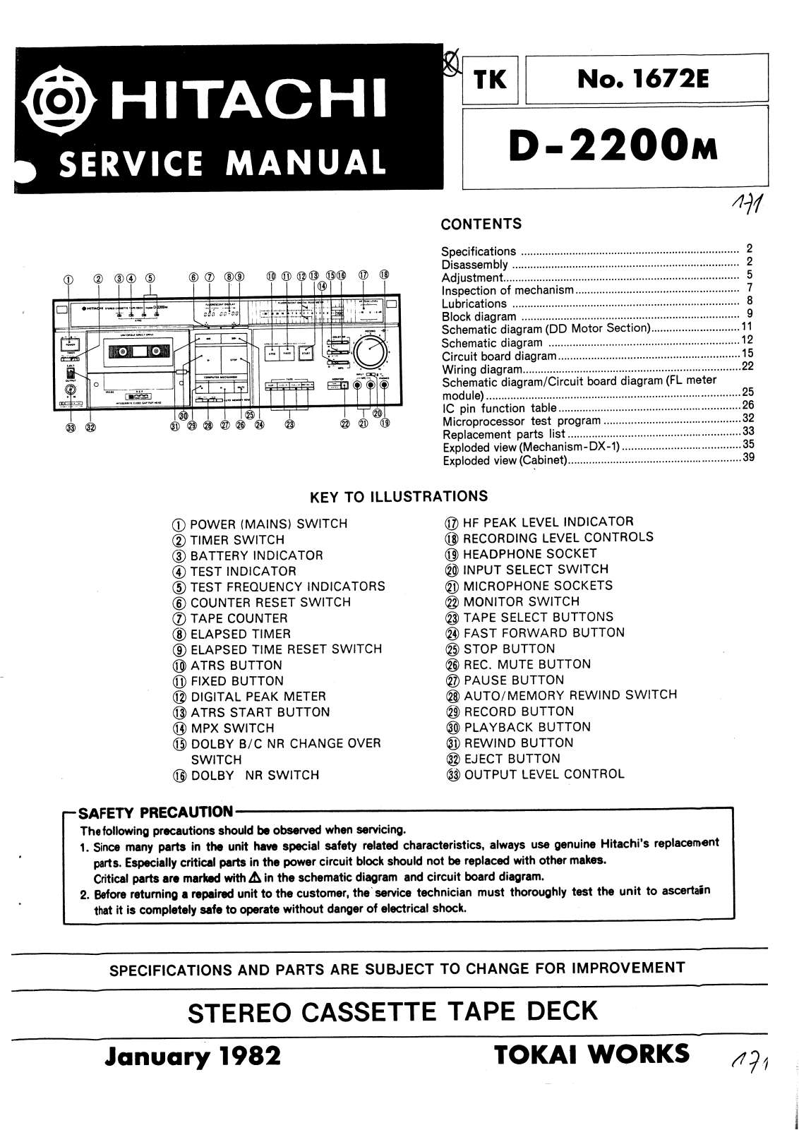 Hitachi D-2200-M Service manual