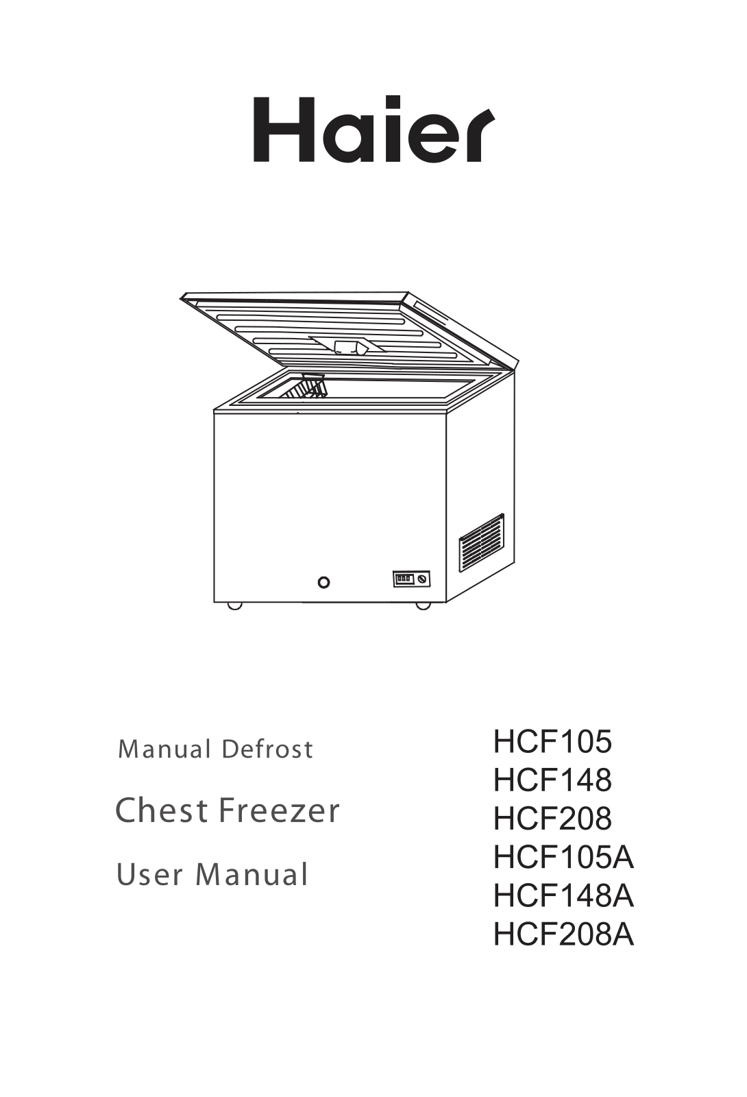 Haier HCF208A, HCF148A, HCF105A, HCF208, HCF148 Owner's Manual