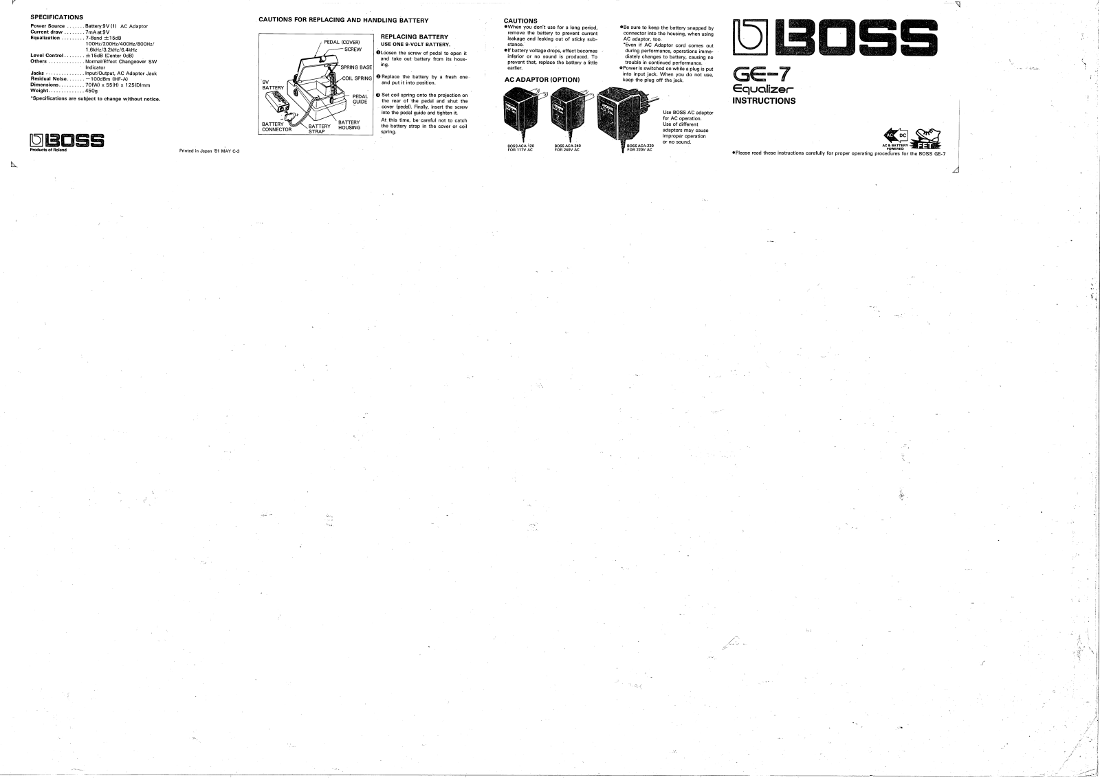 Boss GE-7 User Manual