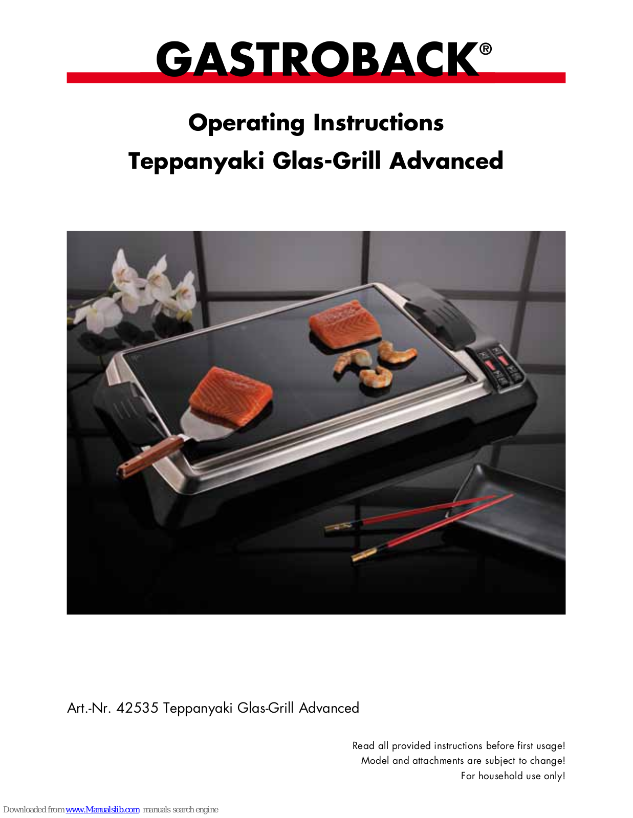 Gastroback 42535 Teppanyaki Operating Instructions Manual