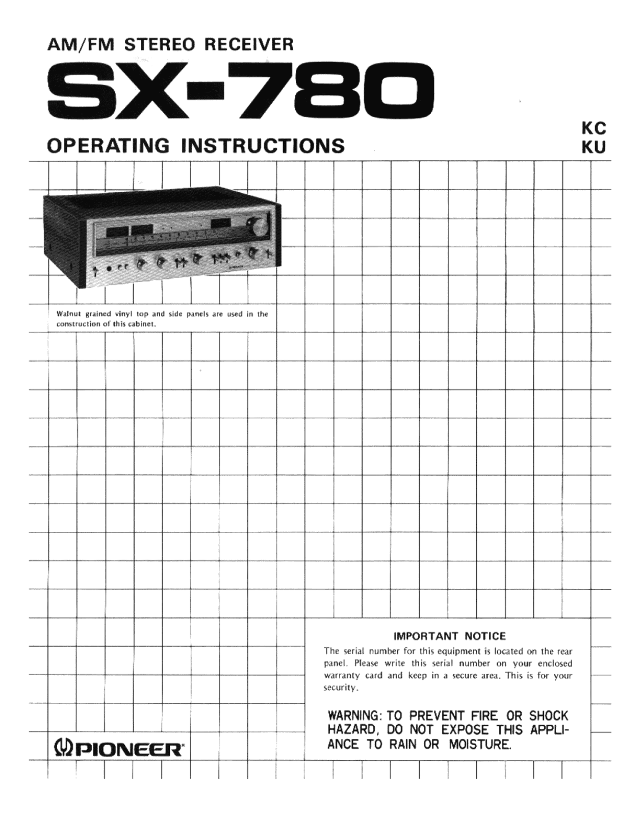 Pioneer SX-780 Owners manual