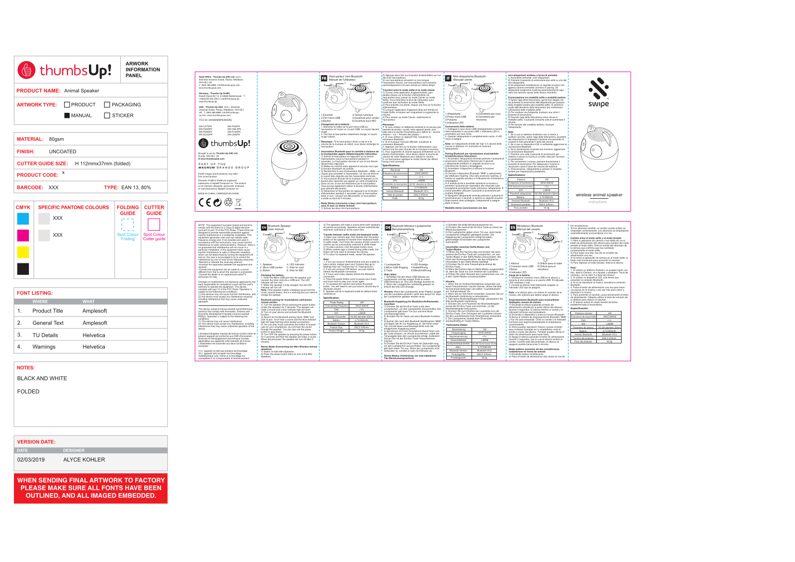 THUMBS UP MISPEAKERS User Manual