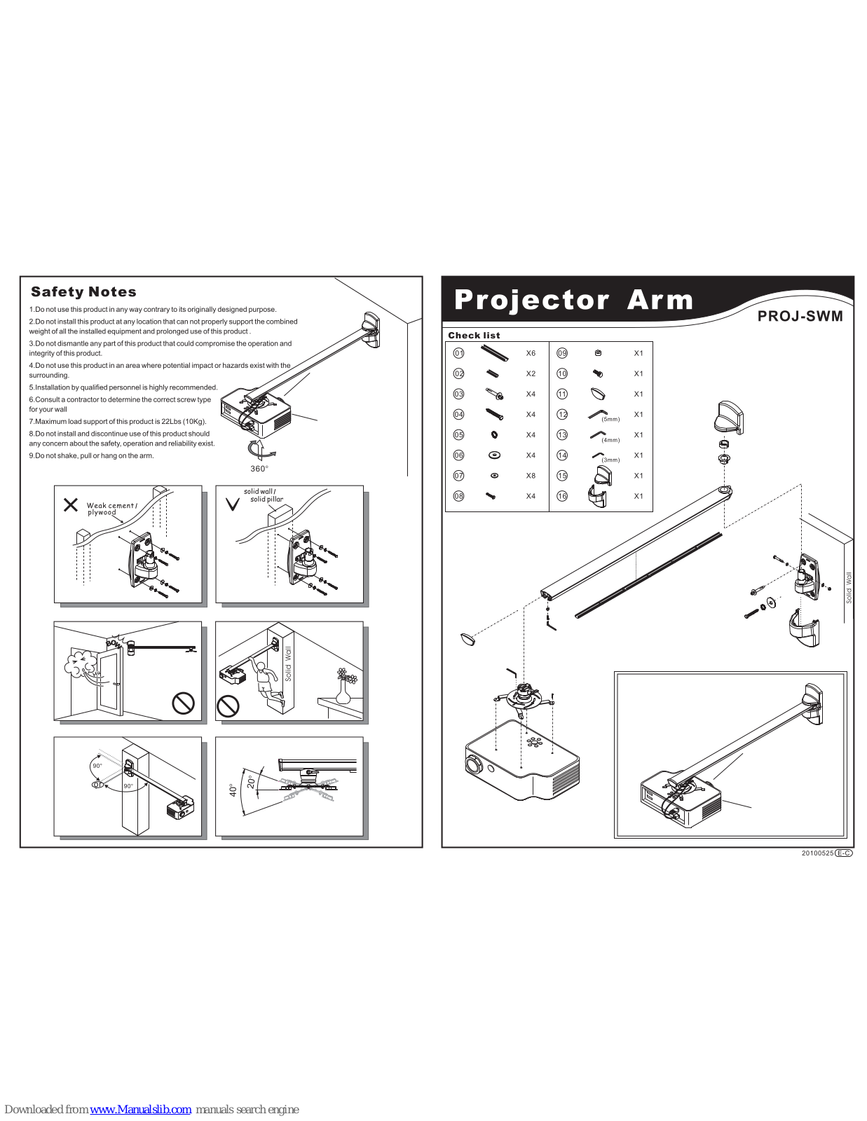 Mitsubishi PROJ-SWM Quick Manual