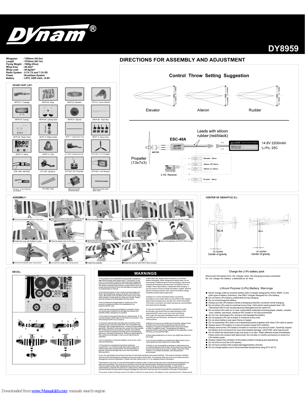 Dynam DY8959 Directions For Assembly And Adjustment