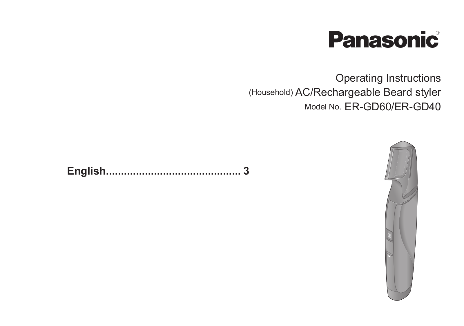 Panasonic ER-GD60 Instruction manual