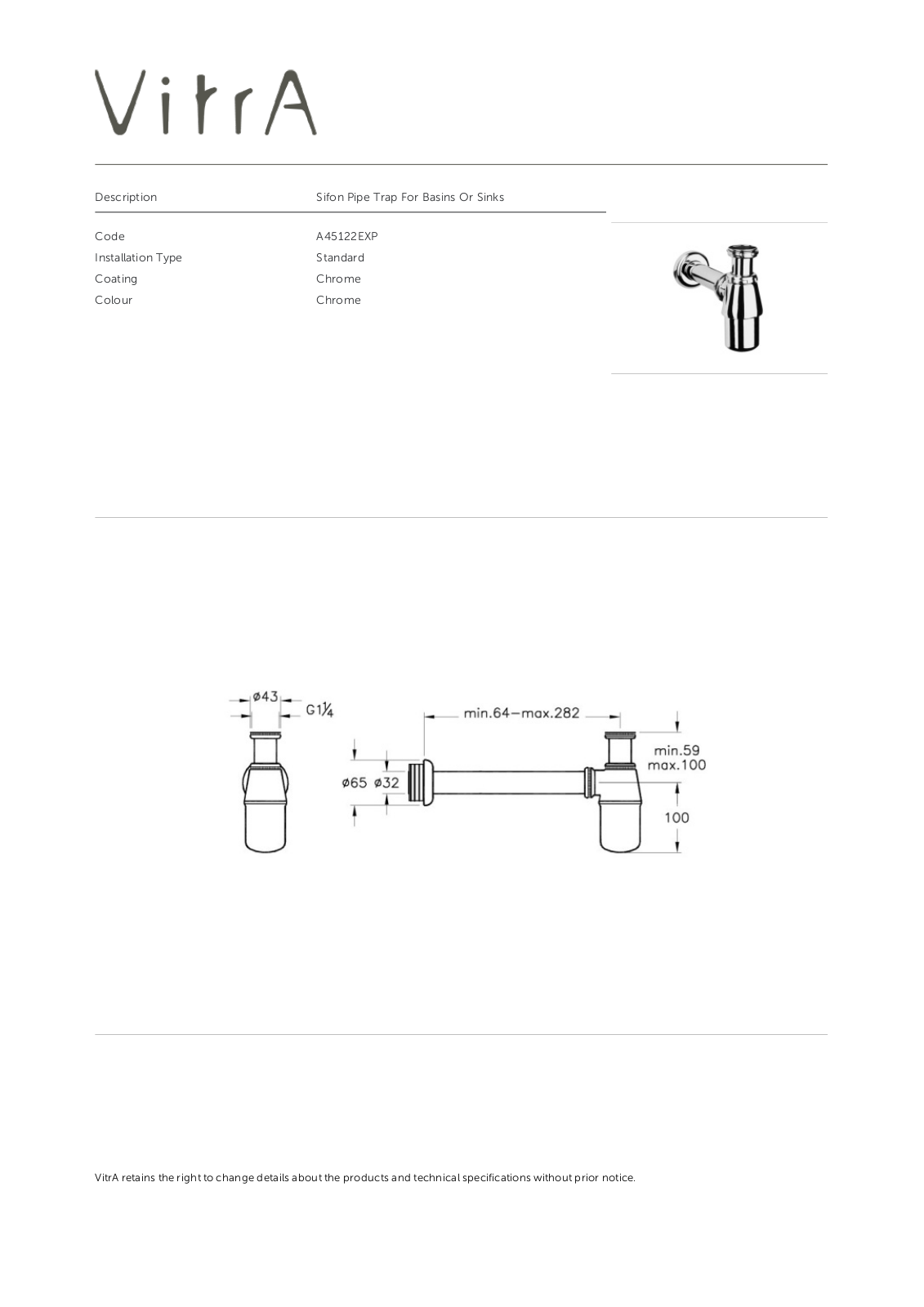 Vitra A45122EXP Datasheet