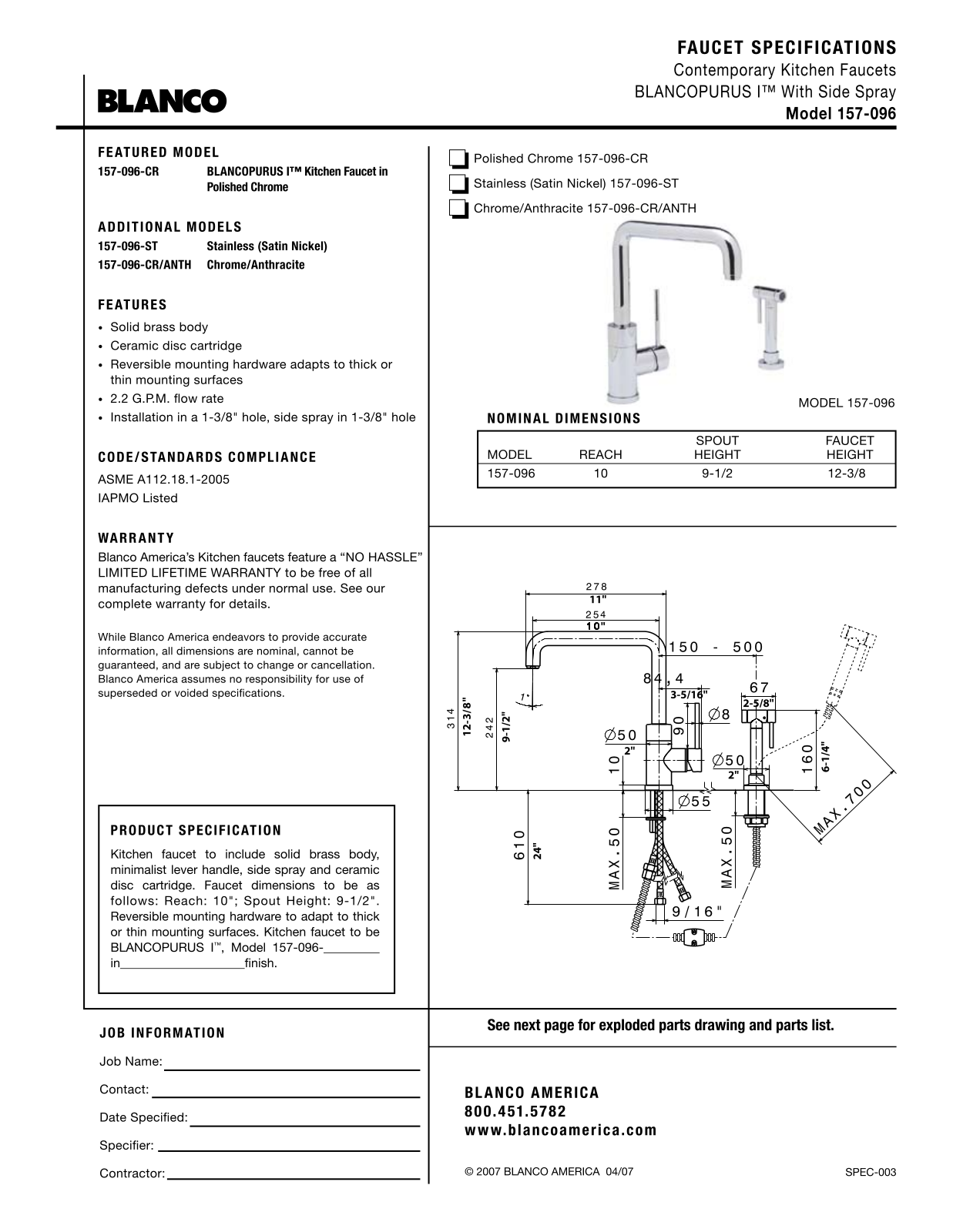 Blanco 157-096 User Manual